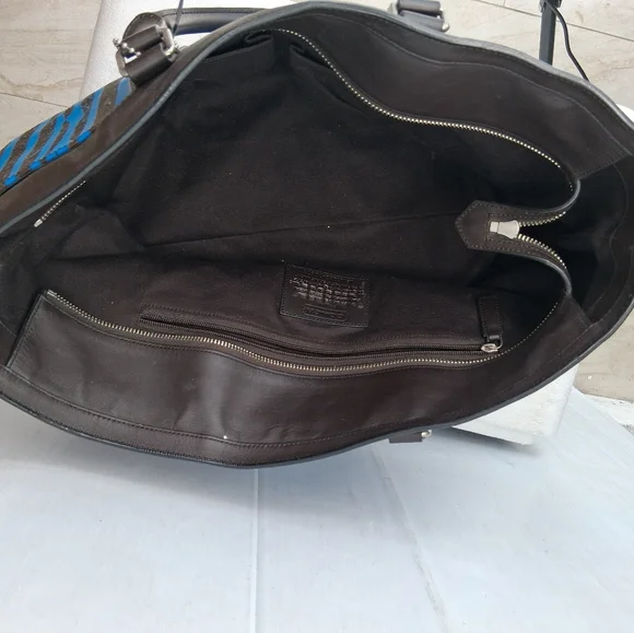 Coach x Krink Drip Paint Blue/Black Tote Bag Women's Rare Large - Picture 7 of 10